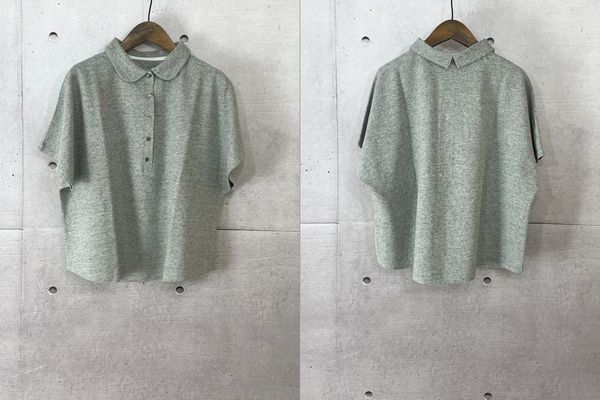 Hands of creation シャツ Hands of creation スタンドカラータックギャザーシャツ7分袖